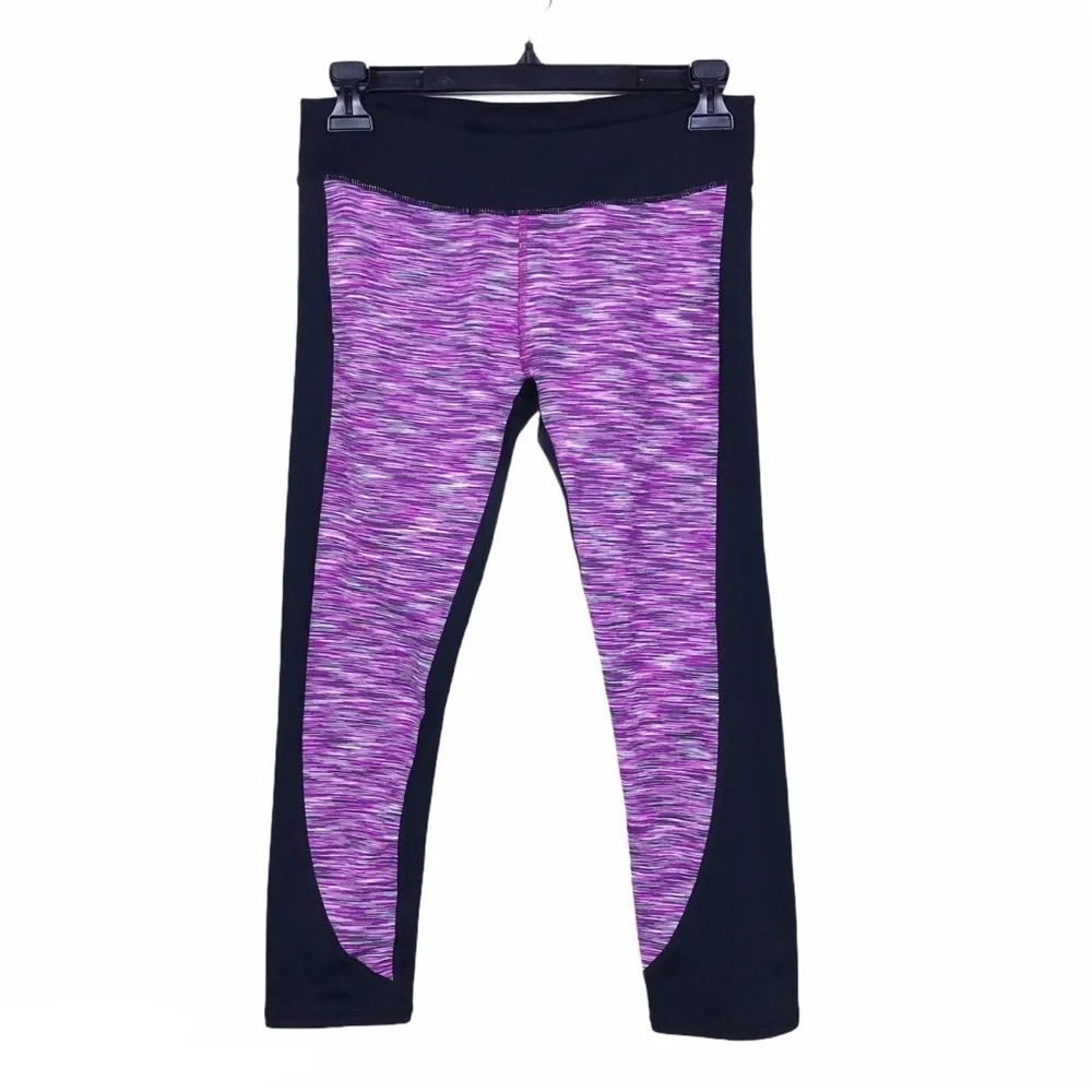 Fabletics Black Stripe Sydney Cropped Leggings XS